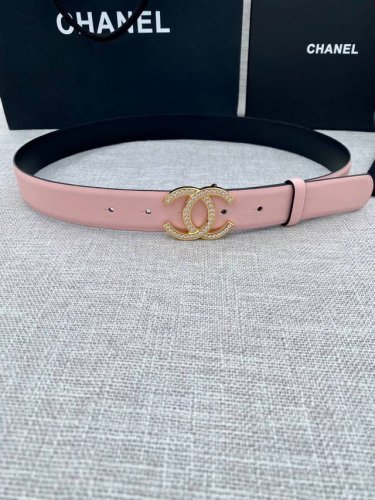 宽度3.0Cm Chanel 香奈儿 原版碰纹牛皮金 银 色镶钻钢扣。