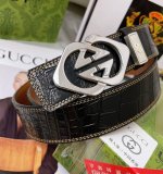 皮带：古奇.Gucci顶级复刻- 腰带：古驰.原单品质百分百进口原厂头层牛皮，保证真皮。雕花镂空工艺.真空电镀.永不掉色.24K纯钢扣头层鳄鱼皮纹路双面两用专柜