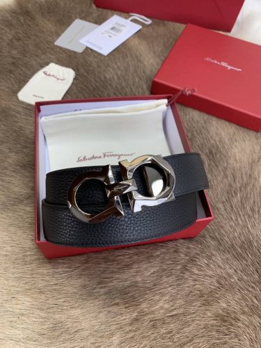 Ferragamo菲拉格慕 男士腰带 正品尺寸3.5Cm双面头层头层牛皮 纯铜五金 码数长度可自剪 送礼佳品！配全套包装礼盒