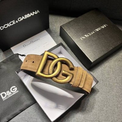 Dg ， 宽4.0㎝ ，Dolce Gabbana 杜嘉班纳 新款进口磨砂头层牛皮百搭男士皮带