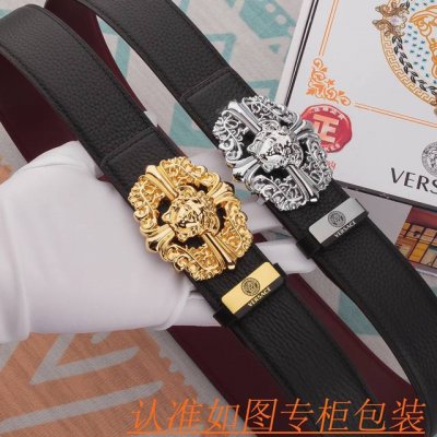 品名：范思哲 皮带原单 腰带 材料：百分百头层牛皮腰带，保证真皮皮带，专柜原单品质、做工精细，送人自用首选 包装： 请认准如图专柜包装，赠送打孔器，银联发票，宽