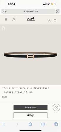 Hermes 女款 Focus Buckle & Reversible Leather Strap 3Mm - 点击图像关闭
