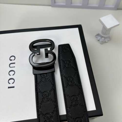特 品牌：古奇新款进口3. 5自动扣双面头层小牛皮，手感细腻柔软。搭配纯钢自动精品钢扣，男士必备！宽度： 3.5Cm自动钢扣头层牛皮皮带