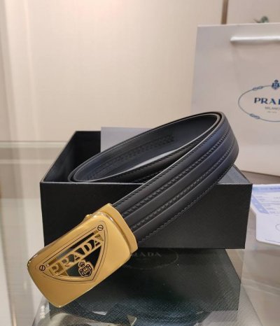 普拉达男士自动腰带- 宽度34Mm 精品钢扣 精工打造 手感柔软 长短可以裁剪