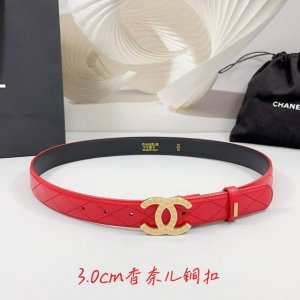 特 3.0Cm 香奈儿腰带，双面头层牛皮皮料，长度：.75.80.85.90.95.100欧，铜五金字母扣原版开模定制庆祝]