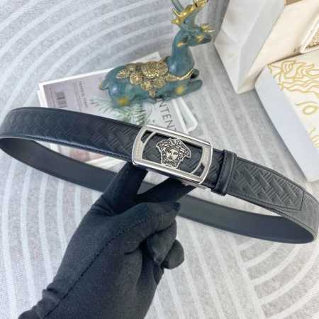 范思哲 特种皮腰带自动带系列 ，原厂五金精品不锈钢扣，手感柔软舒适 宽3.5Cm。 - 点击图像关闭