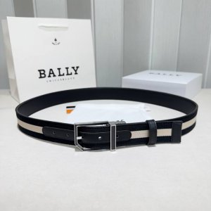 Bally 巴利 专柜同款 采用织带布搭配双面头层牛皮 纯铜精品扣头打造 双面可用，柔软细腻，休闲商务，百搭大方，商务休闲！ 尺寸：3.4Cm 颜色：黑白布搭黑