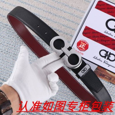 品名：菲拉格木原单 材料：百分百头层牛皮，保证真皮。24K纯钢扣双面可用专柜同等质量， 送人自用首选 包装： 请认准如图专柜包装，赠送打孔器，银联发票，宽度3.