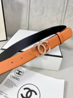 宽度3.0Cm Chanel 香奈儿 荔枝纹牛皮金 银 色镶钻钢扣。