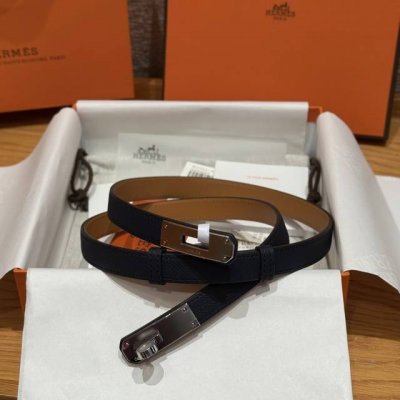 原单正品代购级，手刻五金定制级 H家女士腰带 法国定制纯进口Epsom小牛皮，韧性十足，皮质手感细腻， 搭配316精钢Kelly .18K金 .五金 品牌代表作