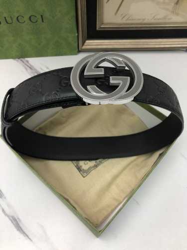特 Gucci.古驰 全套包装 3.8Cm进口小牛皮压花, 专柜正品1:1完美复刻. 原版底皮, 采用热压印技术的gucci Signature皮革精制而成，触