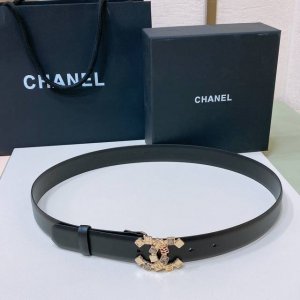特 Chanel 24S Cc 树脂黑 字母 Logo搭扣 黄铜金属小牛皮腰带 手感柔软 细腻 3.0Cm