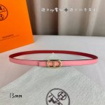 HermèS 爱马仕女款细腰带 原单品质 原版进口E手掌纹配进口小牛皮底 双面可用 粉色红色 13Mm宽 搭配H亮金 银扣
