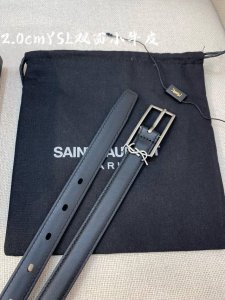 Ysl平纹顶级小牛皮软腰带 2.0Cm方形针铜Cassandre 标识腰带环
