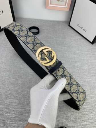 特 宽度4.0 Gucci 經典款G家花面带身头层皮底；搭配经典款旋转扣、採用精挑細選進口頂級牛皮，手感柔軟細膩！金白枪三色可选！ - 点击图像关闭