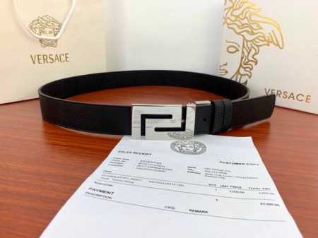 宽度3.5Cm Versace 范思哲 两面手掌纹 此款柔软的皮带饰有一个几何形状的希腊回纹别扣，既时尚又优雅 - 点击图像关闭