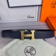 特 P190 HermèS[正]爱马仕 双头尖 双面原版 原单品质 进口头层牛皮 午夜蓝荔枝纹搭配黑色平纹 寸半38Mm 配官网H马拉车花纹亮金 亮银 亮枪扣