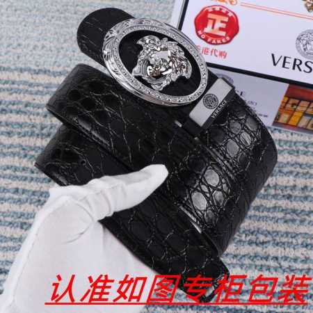 品名：Versace.范思哲原单 材料：百分百头层牛皮，保证真皮。24K纯钢扣双面可用专柜同等质量， 送人自用首选 包装： 请认准如图专柜包装，赠送打孔器，银联 - 点击图像关闭