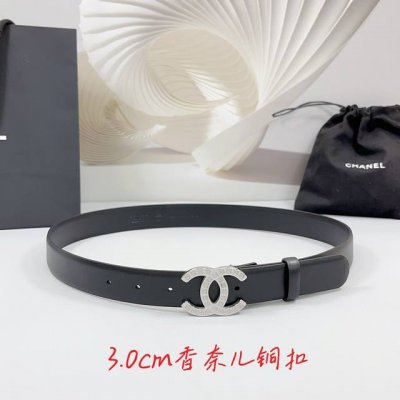 特 3.0Cm 香奈儿腰带，双面头层牛皮皮料，长度：.75.80.85.90.95.100欧，铜五金字母扣原版开模定制庆祝]