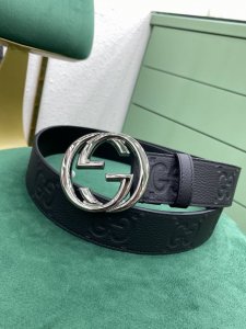Gucci 古驰 4.0 新品 饰互扣式双G搭扣宽版腰带 官网新款皮带 进口荔枝纹牛皮 热压花