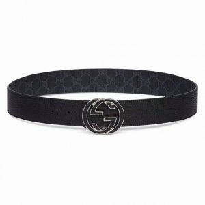 Gucci.古驰 全套包装 绝美Gucci 双G扣男士新款腰帶 專櫃同步 寬4厘米 雙面進口荔枝紋雙面雙色可用 精緻真空電鍍雙G鋼扣 時尚百搭款