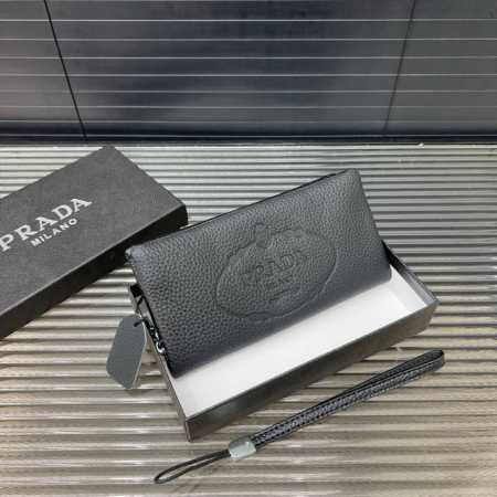 Prada 普拉达 牛皮手拿包 多卡位钱包 手包 经典百搭 实物拍摄 配送防尘袋 礼盒 21 X 11Cm - 点击图像关闭