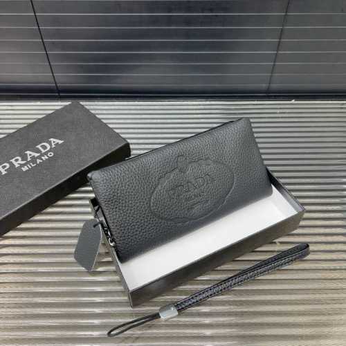 Prada 普拉达 牛皮手拿包 多卡位钱包 手包 经典百搭 实物拍摄 配送防尘袋 礼盒 21 X 11Cm