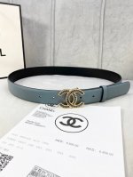 宽度3.0Cm Chanel 香奈儿 女士腰带皮带新款柔软小牛皮金 银色方钻金属钢扣。