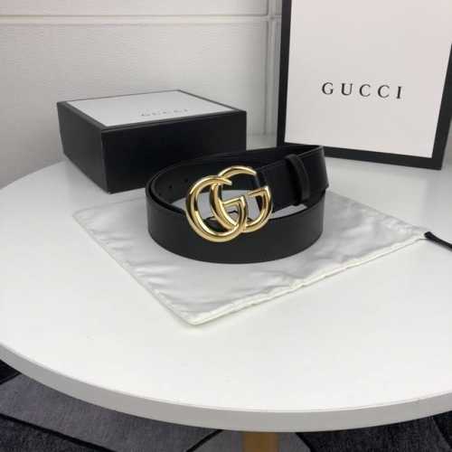Gucci 古奇官网新款 正品规格 原版品质 双面进口头层对版定制皮料 对版尖尾 高品质 手感极佳 40Mm 抛光亮面gg扣