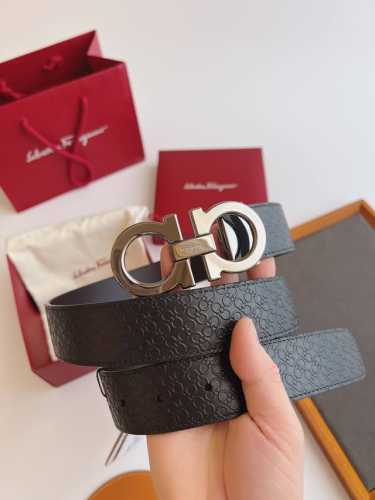特P160 菲拉格慕（Salvatore Ferragamo） 頭層牛皮帶身 (磨砂牛皮衬里)五金Gancino真空電鍍 正裝寬度35Mm，正裝休閒百搭，長度可