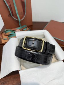 Loro Iana配饰是交织着过去与现在的金色丝线，每一件作品都是对一个世纪以来不懈追求非凡优雅的微妙象征。这款腰带配有边缘优雅圆润的纤细矩形金属带扣，采用珍贵