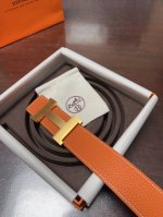 -原单品质 Hermes爱马仕H四角焊点拉丝金色 钯扣，进口Togo皮小牛皮内衬，欣赏享用完美的设计和优质的皮料精细工艺，不容错过的产品。38Mm 652429