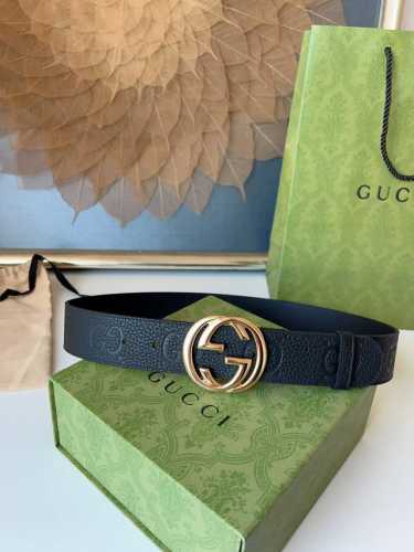 Gucci.古驰 全套包装 3.8Cm进口小牛皮压花, 专柜正品1:1完美复刻. 原版底皮, 采用热压印技术的Gucci Signature皮革精制而成，触感厚