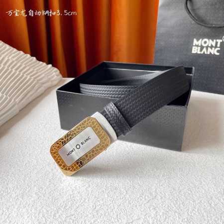 特 万宝龙 Montblanc家持续其一贯的高雅、绅士、精致的风格，进口小牛皮，手感细腻柔软。纯钢自动精品扣，男士必备！宽度：3.5Cm - 点击图像关闭