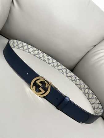 Gucci 古琦官网新款 3.7 最新寬度 雙面用 蘭色啡色黑蘭色進口帆布面料防水料 進口牛皮 非市場便宜 細節部分都會看得到 - 点击图像关闭