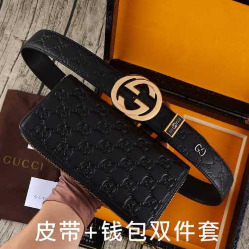 品牌：古奇.Gucci双件套P290 型号：木盒装，皮带+钱包，两件套 等级：意大利进口百分百进口原厂头层牛皮，古奇.Gu..Cci，世界著名奢侈品品牌，经典G