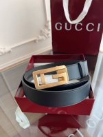 Gucci 古驰 自动平滑扣腰带 精钢打造五金 宽度35Mm宽 双面头层牛皮 自由裁剪设计
