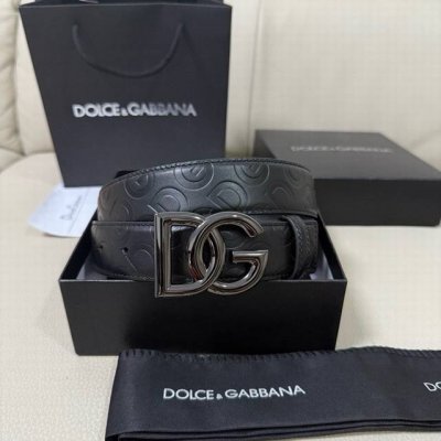 Dg，宽3.4Cm 杜嘉班纳 新款 压花小牛皮简约百搭腰带，Dolce&Gabbana Milano 标牌装饰别具一格。