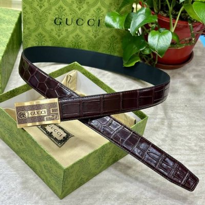 特 片装1［自动扣腰带］Guccl宽3.5Mm 双面进口头层牛皮制作 搭配经典钢扣 真材实料 时尚经典 做工精致 高端男士皮带 长度可裁剪100 125
