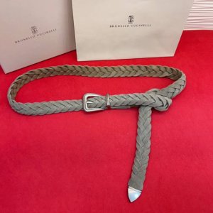 Brunello Cucinelli 男女通用休闲时尚编织腰带！灰色均码现货。2.5Cm