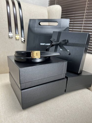 Saint Laurent 圣罗兰女士腰带皮带 原厂真金电渡扣头，意大利原厂皮，宽2.0Cm，代购级。