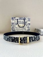 Dior 这款腰带采用黑色超迷你 Oblique 印花面料精心制作，搭配金属覆层黄铜腰带扣，彰显优雅时尚的风范。腰带长度可调节，可与各式 35 毫米腰带扣随心搭