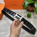 自动扣腰带］Hermes爱马仕宽3.5Mm 双面进口头层牛皮制作 搭配经典钢扣 真材实料 时尚经典 做工精致 高端男士皮带 长度可裁剪100125