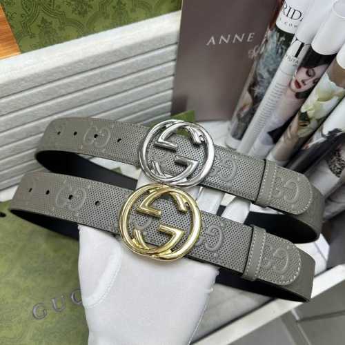 特 Guccciii 宽度：4.0Cm，颜色：灰色。带身采用灰色真皮压浮雕大G印花搭配新款Gg互扣式铜金属扣头。意大利时尚精品1149840150