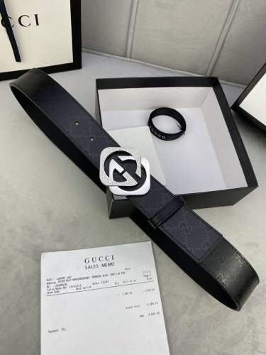 宽度4.0Cm Gucci 经典款G家印花 搭配顶级镶钻两件套钢扣 采用精挑细选进口顶级牛皮 手感柔软细腻
