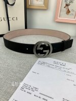 p190 宽度4.0 Gucci 真空电镀砂黑具有不掉色、丝绸面料系列酷似磨砂手感：品牌标志性的双G标识经重新诠释后，以光彩夺目的金色调呈现在这款男士黑色哑色两