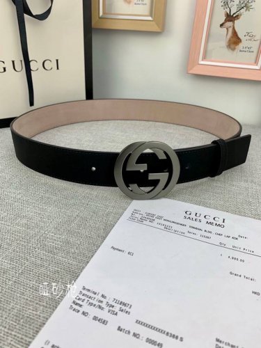 p190 宽度4.0 Gucci 真空电镀砂黑具有不掉色、丝绸面料系列酷似磨砂手感：品牌标志性的双G标识经重新诠释后，以光彩夺目的金色调呈现在这款男士黑色哑色两