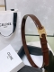 Celine 23 小号Triomphe Taurillon皮革腰带 青铜色 Taurillon.中腰，金色饰面金属件、亮面牛皮腰带 咖啡色！Triomphe皮