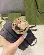 特 Gucci皮带 4.0印花进口防水面料，内衬原版猪皮纹底。配以经典互扣式花纹gg铜金属扣头，原单品质，专柜同款