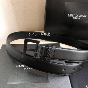 特 Ysl平纹顶级小牛皮软腰带 3.0Cm方形针铜扣非市场合金扣Cassandre 标识腰带环